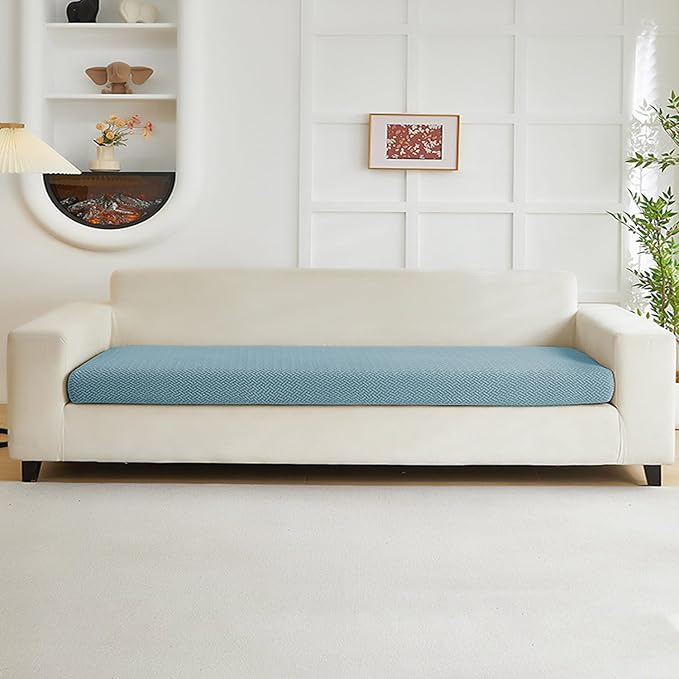 Couch Covers for 3 Cushion Sofa Pet Friendly Couch Cushion Covers Universal Sofa Covers Washable Stretch Slipcovers for Sectional Sofa (Texture Sea Blue,Large Triple Seat Cover)