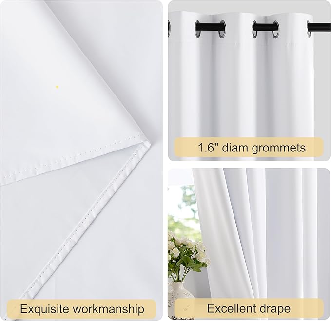 NICETOWN 100% Blackout 108 inch Curtains, Grommet Thermal Insulated Window Treatments Light Blocking Drapes for Bedroom/Living Room, W52 x L108, 2 Panels