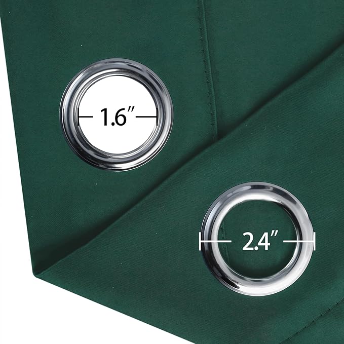 LEMOMO Blackout Curtains 52 x 120 Inch Long Dark Green Curtains Set of 2 Panels Room Darkening Curtains for Bedroom and Living Room