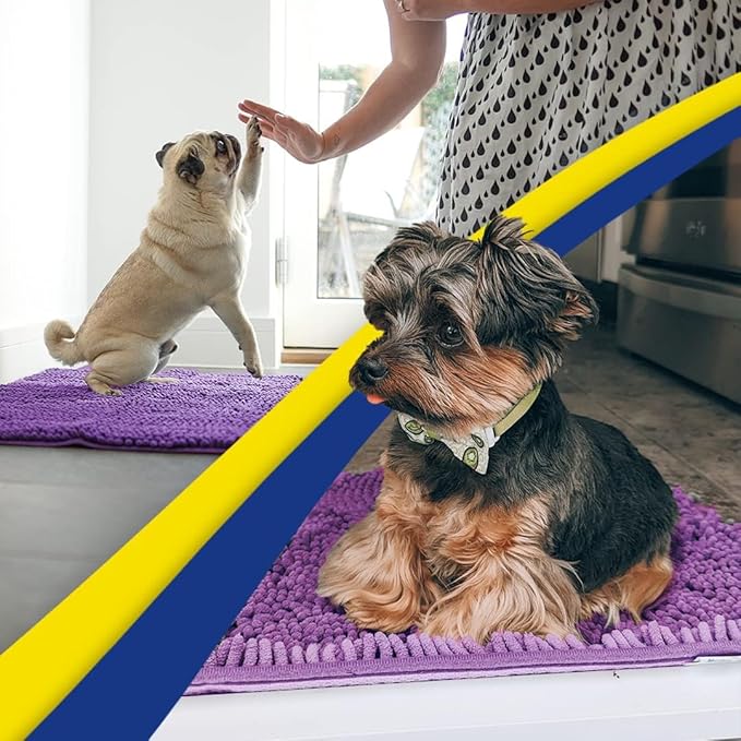 Muddy Mat® | Super Absorbent Door Mat Indoor, Microfiber Quick Dry Chenille Entryway Rug, Non-Slip Front Door Mat, Indoor Mats for Entryway, Machine Washable Pet Rug, Purple 16"x24"