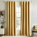 MIULEE Velvet Curtains Golden Elegant Grommet Thermal Insulated Soundproof Room Darkening Curtains/Drapes for Classical Living Room Bedroom Decor 52 x 84 Inch Set of 2