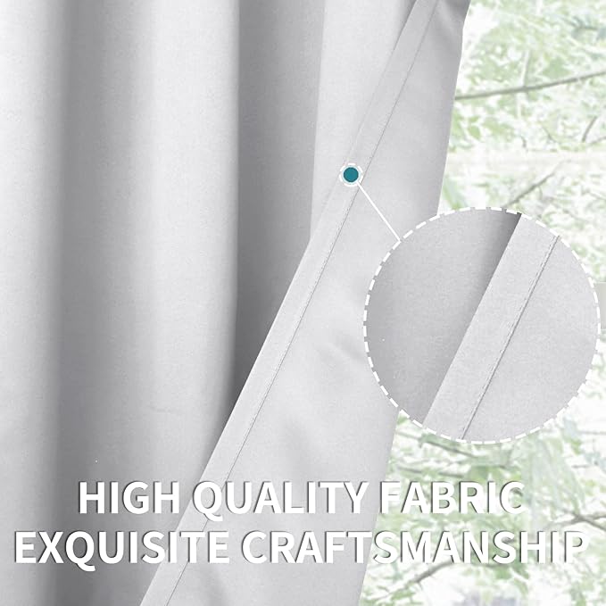 BGment Room Darkening Curtains 95 Inches Long - Grommet Thermal Insulated Drapes Window Treatment Curtains for Bedroom, 2 Panels, 52 x 95 Inch, Greyish White