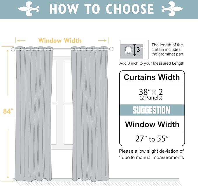 ChrisDowa 100% Blackout Curtains 84 inch Long for Bedroom with Black Liner, 2 Thick Layers Total Blackout Thermal Insulated Grommet Window Curtains 2 Panels Set (Stone Blue, 38 x 84 Inch)