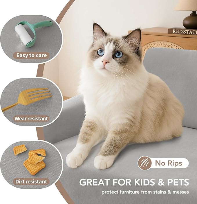Couch Cover for Dogs, Boho Sofa Covers for 3 Cushion Couch, Chenille Sofa Slipcover for Pets Washable, L-Shape Sectional Couch Loveseat Cover Soft Throw Blankets with Tassels(71x134,Grey)