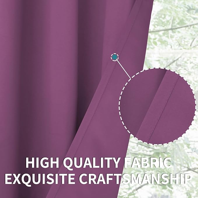 BGment Room Darkening Curtains 63 Inches Long - Grommet Thermal Insulated Drapes Window Treatment Curtains for Bedroom, 2 Panels, 42 x 63 Inch, Eggplant Purple
