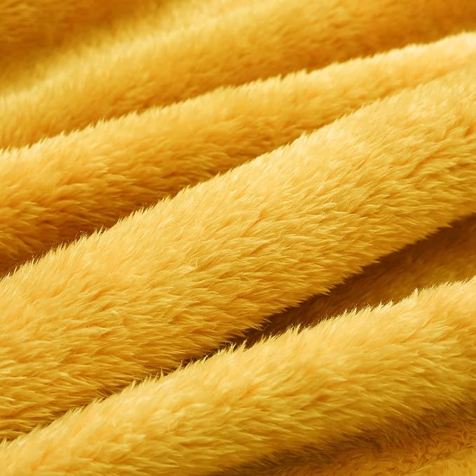 Exclusivo Mezcla Plush Fuzzy Fleece Throw Blanket, Super Soft, Fluffy and Warm Blankets for Couch, Bed, All Season (Mustard Yellow, 40x50 inches)