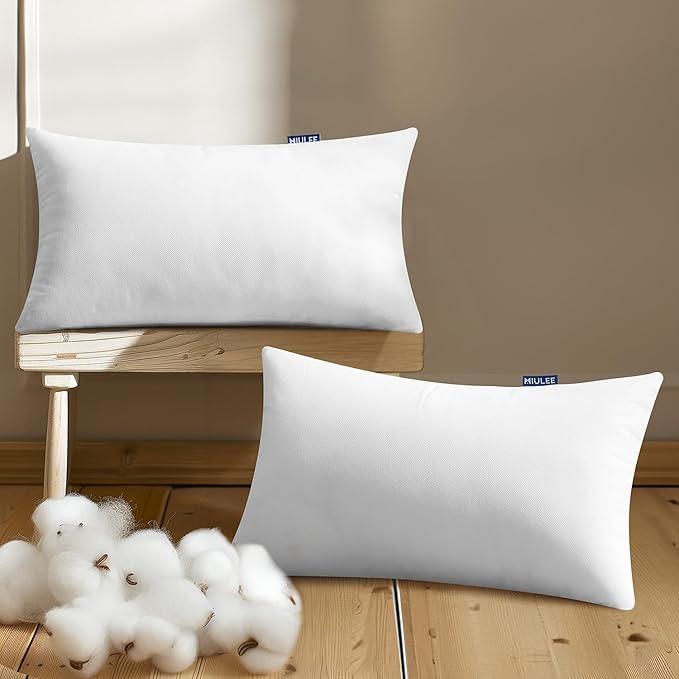 MIULEE Set of 2 Throw Pillow Inserts 12x20 Inches, Nowoven Decorative Pillow Inserts for Living Room
