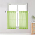 OWENIE Short Lime Sheer Curtains 36 Inch Length 2 Panels Set, Kitchen Tiers Curtains Light Filter Rod Pocket Voile Cafe Curtain for Basement Bathroom Small Half Window, 42" W x 36" L, Lime