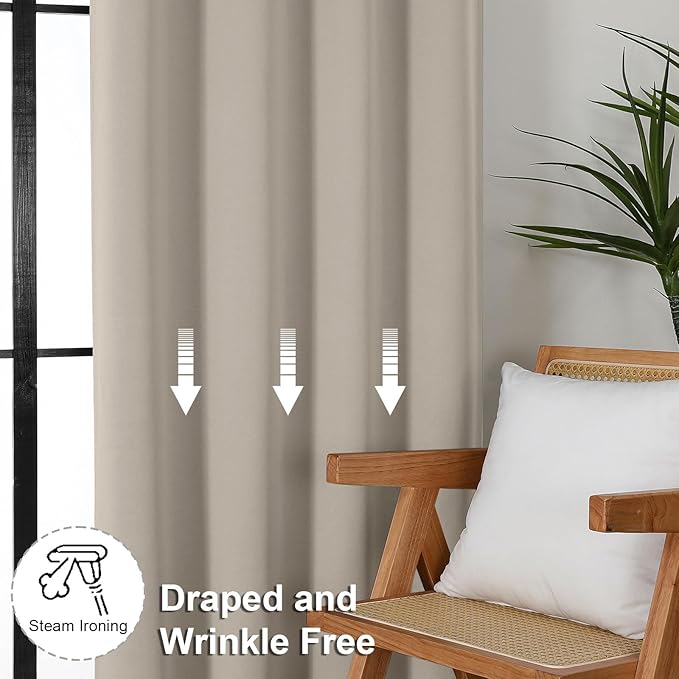 Simplebrand Ava Stone Blackout Curtains for Bedroom, 72 Inch Length, 2 Panels Set, Privacy Thermal Insulated Rod Pocket Curtains for Patio, French Door, W40 x L72 Inch