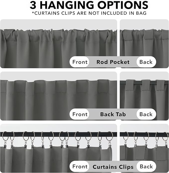 Deconovo Blackout Curtain Panels Window Draperies Rod Pocket/Back Tab Curtains Thermal Insulated Blackout Curtains for Bedroom 52Wx84L Inch Light Grey 2 Panels