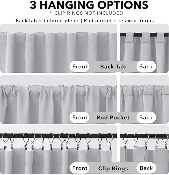 Deconovo Blackout Curtains, Thermal Insulated, W70 x L84 2 Panels, Back Tab, Machine Washable, Room-Darkening Drapes for Bedroom/Living Room Star White