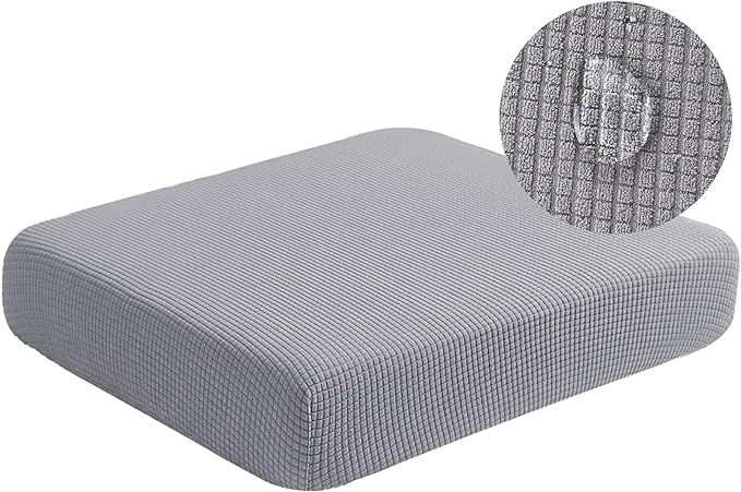 Water Repellent Couch Cushion Covers, High Stretch Sofa Cushion Slipcovers, Furniture Protector for Living Room, Washable Sofa Seat Slipcover, 1 Seater Settee (Chair Cushion, Light Gray)