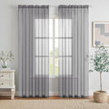 MIULEE 2 Panels Solid Color Sheer Window Curtains Elegant Window Voile Panels/Drapes/Treatment for Bedroom Living Room (54X63 Inches Charcoal Grey)