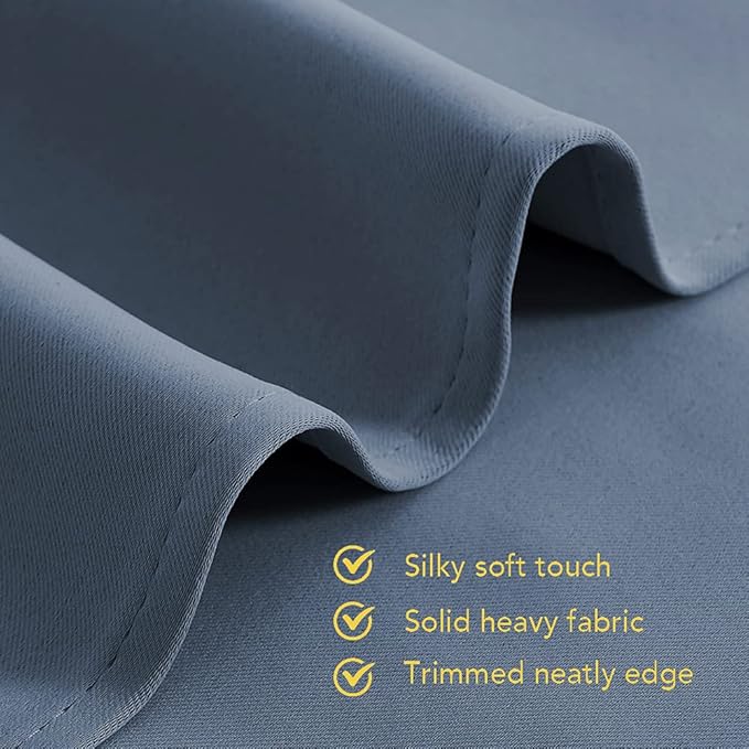 NICETOWN Blackout Curtains for Bedroom, Stone Blue, 34-inch Wide x 80-inch Long, 2PCs, Thermal Insulated Privacy Window Treatment Curtains & Drapes for Living Room, Nursery