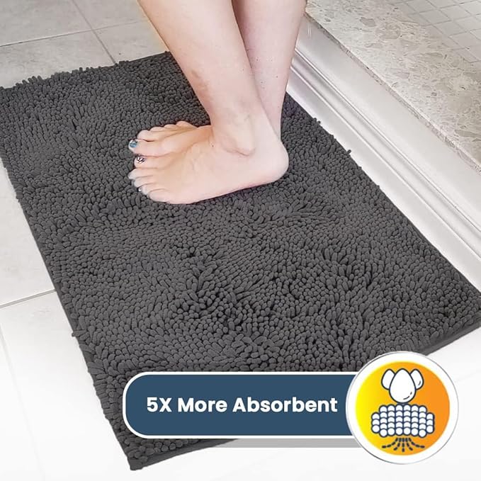 Muddy Mat® | Super Absorbent Door Mat Indoor, Microfiber Quick Dry Chenille Entryway Rug, Non-Slip Front Door Mat, Indoor Mats for Entryway, Machine Washable Pet Rug, Charcoal 48"x60"