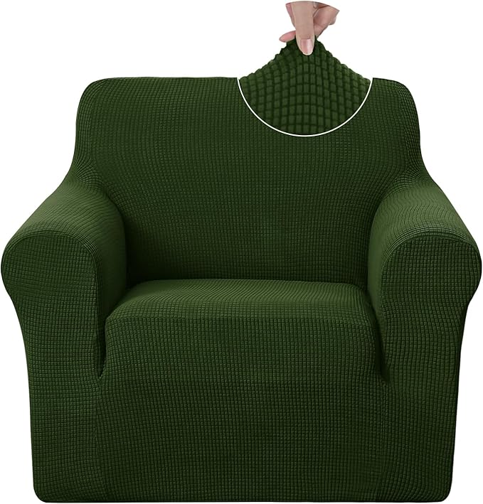 U-NICE HOME Stretch Recliner Chair Cover, Pet Friendly Armchair Slipcover Furniture Protector, Washable Couch Cover, Bronze Green