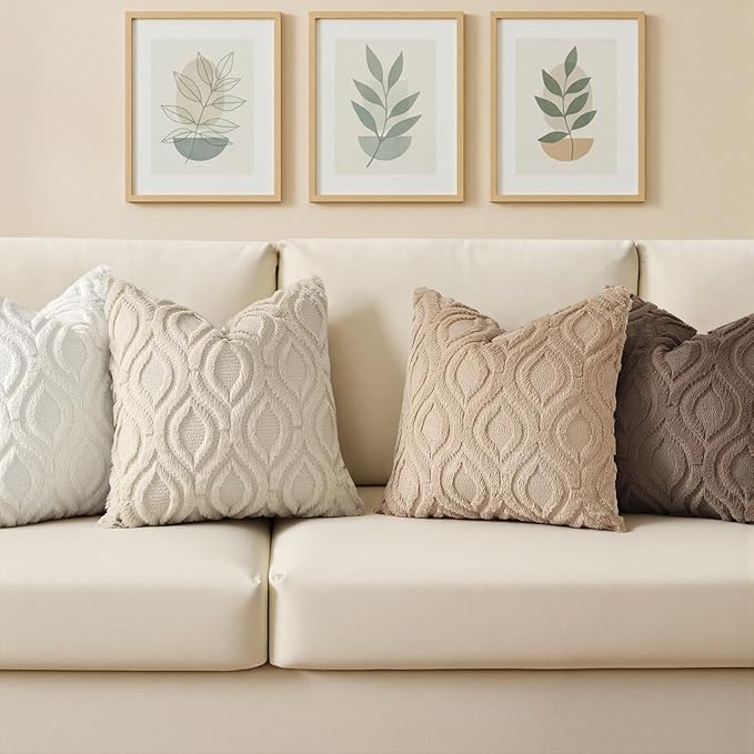 decorUhome Throw Pillow Covers 12x20 Inch Set of 2, Soft Plush Faux Wool Light Brown Solid Couch Pillow Covers, Accent Farmhouse Neutral Rectangle Pillow Cases for Sofa Bed Living Room