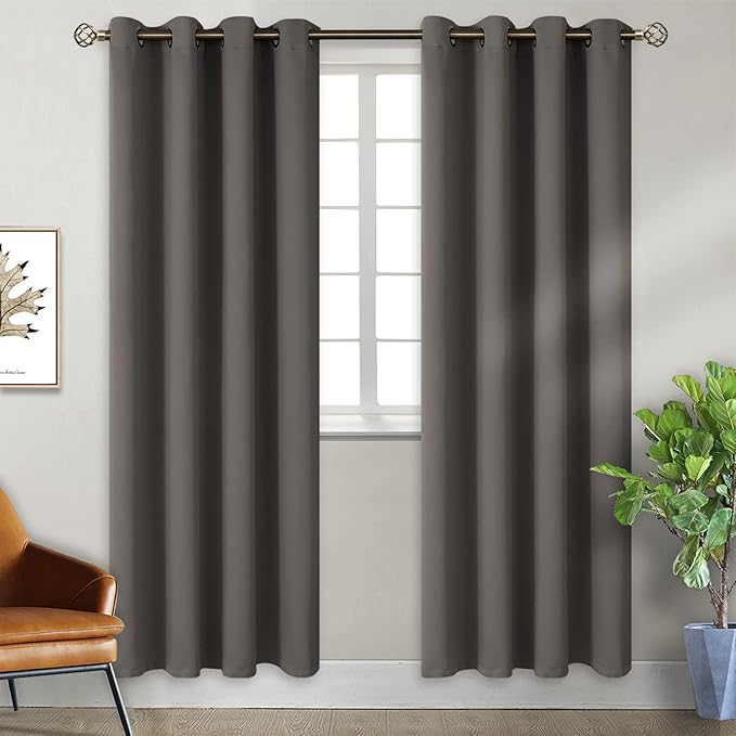 BGment Blackout Curtains for Bedroom - Grommet Thermal Insulated Room Darkening Curtains for Living Room, Set of 2 Panels, Each 55 x 96 Inch, Grey