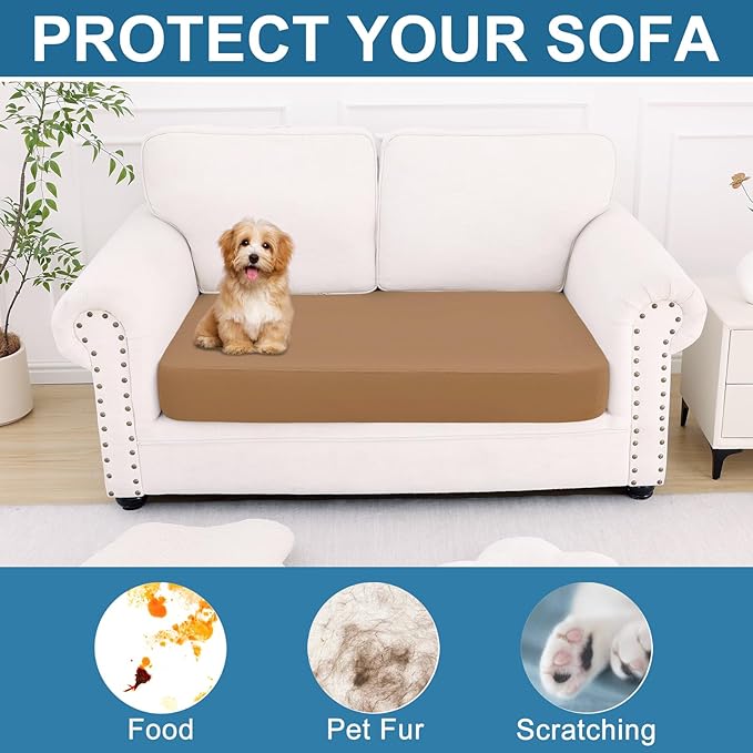 Smiry Printed Couch Cushion Covers, Stretch Soft Couch Covers for Sofa, Washable Non-Slip Sofa Slipcover Furniture Protector for Indoor and Outdoor (Medium, Camel)