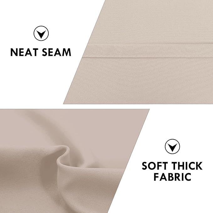 DWCN Blackout Curtains for Living Room Thermal Insulated, Energy Saving & Noise Reducing Bedroom Curtains, Camel, W 42x L 54 Inch, Set of 2 Rod Pocket Curtain Panels