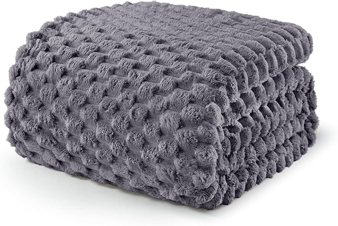 Exclusivo Mezcla Fleece Queen Blanket for Bed, Extra Large Fuzzy Dark Grey Bed Blankets, Soft Cozy Plush Sofa Throws for All Seasons, 90x90 Inches