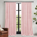 RYB HOME Pink Velvet Curtains 90 inches, Back Tab Soft Fabric Room Darkening Thermal Insulated Luxurious Home Decor Curtains for Living Room Bedroom, W 52" x L 90", 2 Panels Set