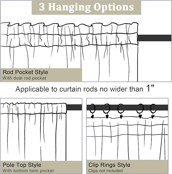 OWENIE Sheer Curtain 90 Inches Long 2 Panels Set for Living Room Bedroom, Light Filtering Rod Pocket Clear Sheer Curtain 2Pcs, Each 42" W x 90" L, Marine