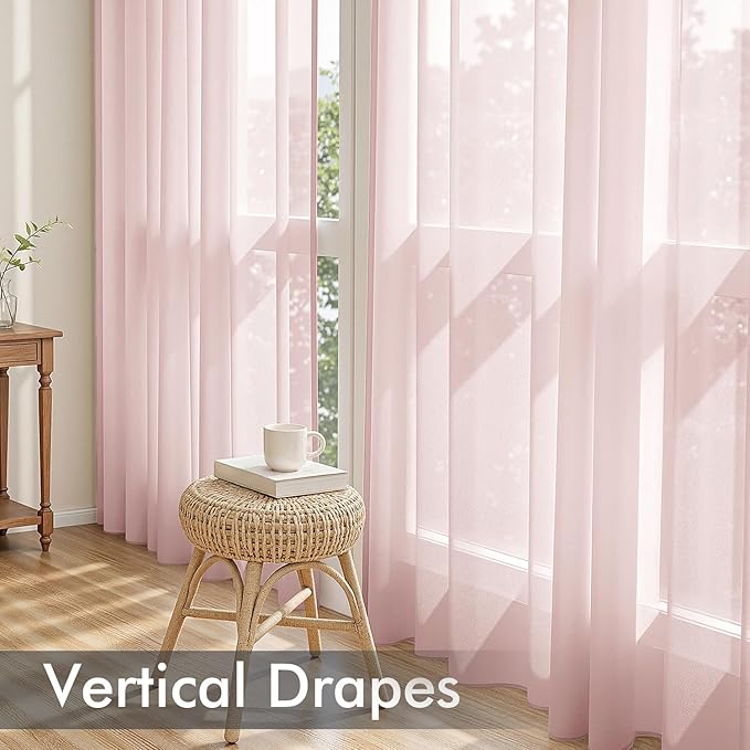 MIULEE Blush Pink Sheer Curtains 84 Inches Long, 4 Panels Set, Light Filtering Rod Pocket Voile Drapes for Living Room and Bedroom, Airy Soft Fabric Window Treatments, 42 x 84 Inches