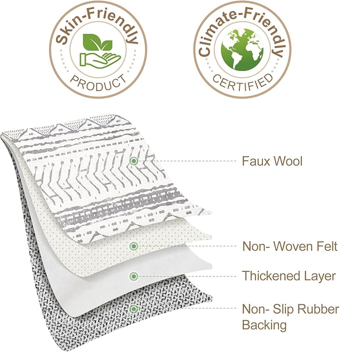 Nakagishi Area Rugs 8x10 Living Room: Washable Boho Large Neutral Soft Farmhouse Rug Stain Resistant Modern Geometric Non Slip Indoor Floor Carpet for Bedroom Nursery Kids Playroom Office- Gray White