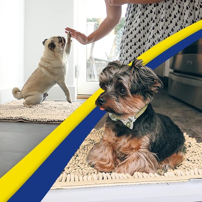 Muddy Mat® | Super Absorbent Door Mat Indoor, Microfiber Quick Dry Chenille Entryway Rug, Non-Slip Front Door Mat, Indoor Mats for Entryway, Machine Washable Pet Rug, Beige 24"x72"