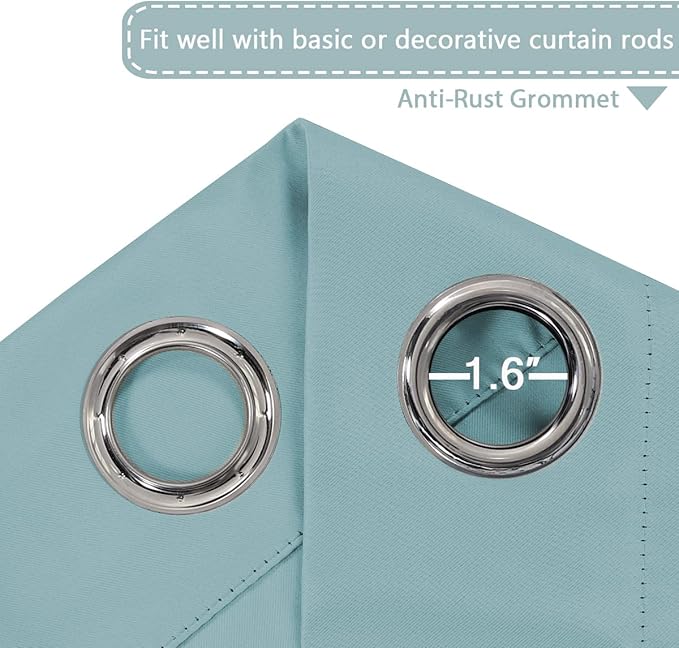 H.VERSAILTEX Blackout Patio Curtains 100 x 108 Inches for Sliding Door Extral Wide Blackout Curtain Panels Thermal Insulated Room Divider - Grommet Top, 9' Tall by 8.5' Wide - Mineral Blue