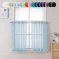 Chyhomenyc Sheer Sky Blue Tier Curtains 24 Inch Length, Small Window Curtains Treatment for Bathroom Living Room Basement, Short Rod Pocket Cafe Curtain, 42W x 24L Inches, 2 Panels