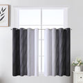 Estelar Textiler Black and Greyish White Ombre Short Blackout Kitchen Curtains 36 Inch Long, Thermal Insulated Grommet Small Half Window Drapes for Cafe/Basement/RV Camper, 52Wx36L, 2 Panels