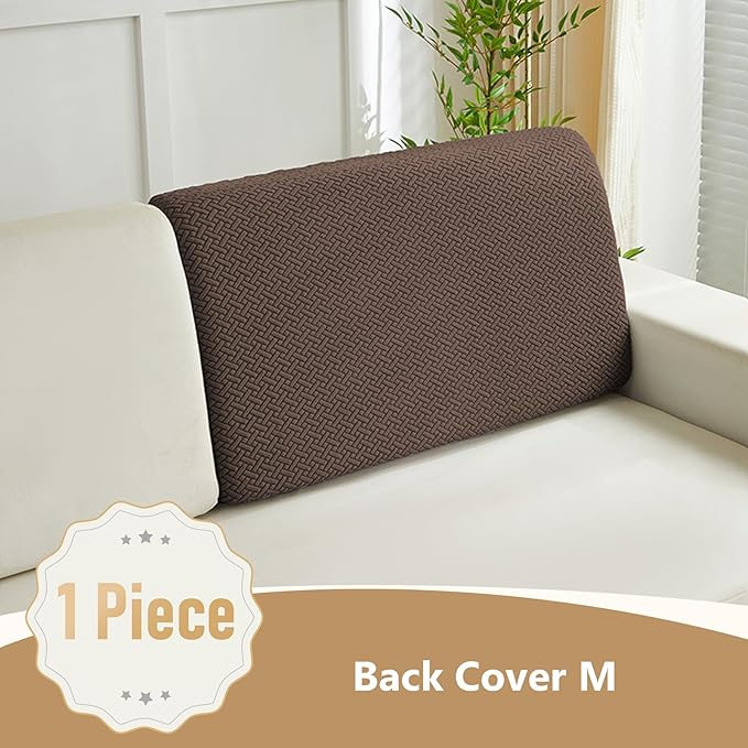 Couch Cushion Covers for Sofa Couch Covers Wear-Resistant Universal Sofa Cover Washable Stretch for Sectional Slipcovers (Texture-Brown,Back Cover M)