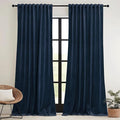 RYB HOME Navy Velvet Curtains 90 inches- Velevt Blackout Curtains for Bedroom, Soft Luxury Window Decor for Hotel Room Hall Kid Room, Navy Blue, W52 x L90 inches, 2 Panels
