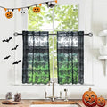 YJ YANJUN Vintage Lace Curtains 30 Inch Length 2 Panels Floral Halloween Goth Cafe Curtains for Bathroom Laundry Room Basement Kitchen Small Window Gothic Window Toppers 26 W x 30 L Black