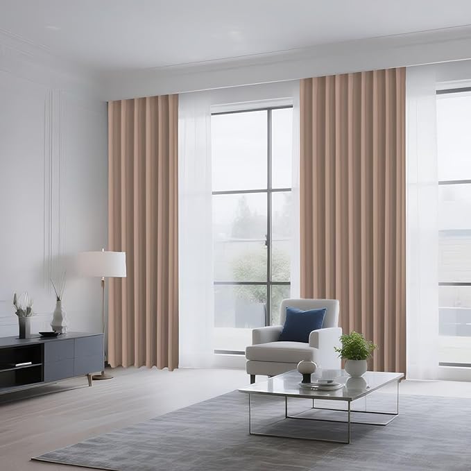 CUCRAF Khaki Blackout Curtains 84 inch Length 2 Panels Set, Rod Pocket Room Darkening Drapes for Bedroom Living Room, Insulated Thermal Light Blocking Window Curtain (W52 x L84 Inch)