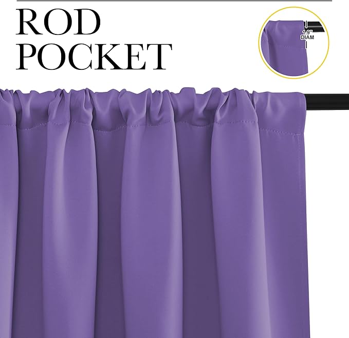 NICETOWN Blackout Curtains for RV Windows, Lilac Purple, 29" by 20", 2 Panels, Room Darkening Window Curtain Panels, Easy-Care Solid Thermal Insulated Draperies/Drapes for Daughter Room
