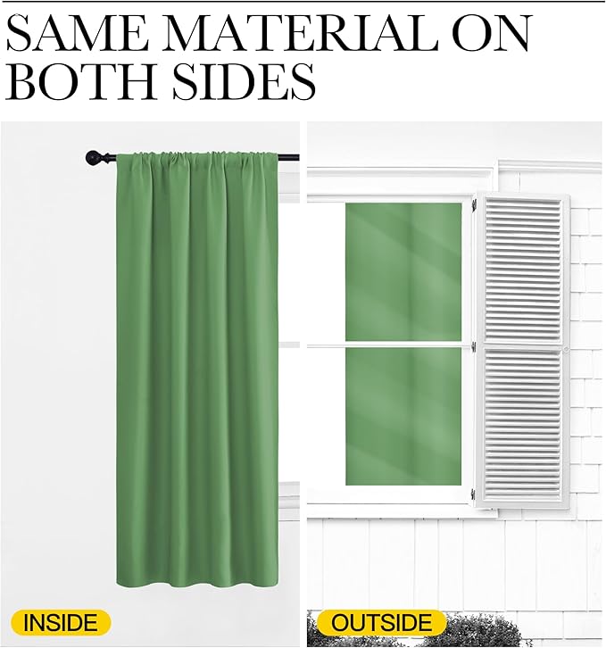 NICETOWN Kitchen Curtains, Froest Green, 34" x 40", Set of 2, Short Blackout Curtains & Drapes, Thermal Insulated Rod Pocket Window Treatment Draperies for Nursery
