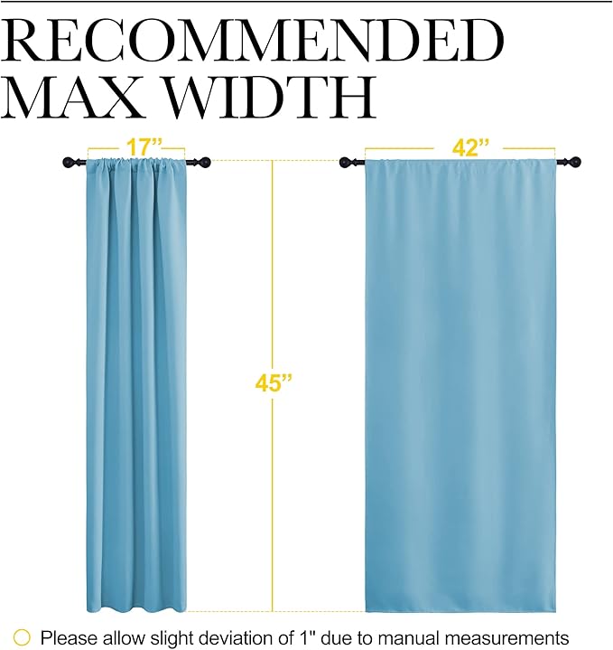 NICETOWN Kitchen Window Blackout Curtain Panels - Energy Saving Window Covering Thermal Insulated Rod Pocket Drapes for Basement(Teal Blue, Set of 2 Panels, 42 by 45 inches Long)