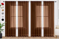 SpaceDresser Brown Sheer Curtains 4 Panels Rod Pocket Semi-Sheer Curtain 90 Inches Long Light Filtering Voile Window Drapes for Bedroom Living Room Kitchen, Each 52W x 90L