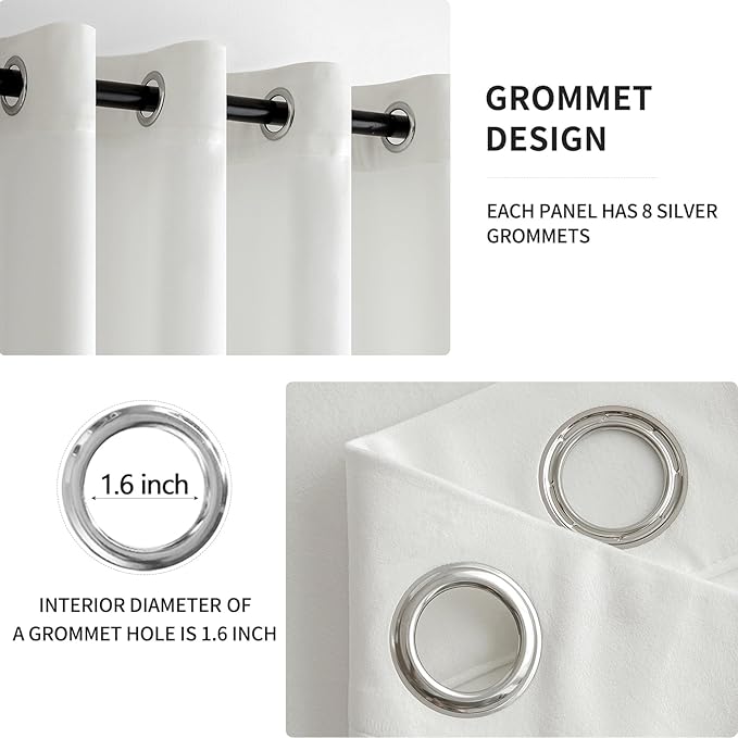 MIULEE Velvet Curtains Pure White Elegant Grommet Curtains Thermal Insulated Soundproof Room Darkening Black Out Curtains/Drapes for Classical Living Room Bedroom Decor 52 x 108 Inch Set of 2