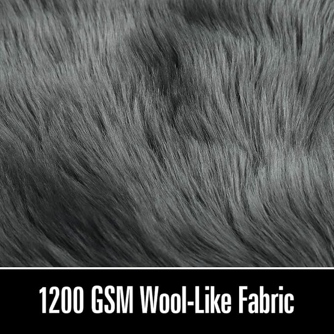 LOCHAS Soft Fluffy Faux Fur Rugs for Bedroom Bedside Rug 2x4 Feet, Washable, Furry Sheepskin Area Rug for Living Room Girls Room, Luxury Shag Carpet Home Decor, Dark Grey