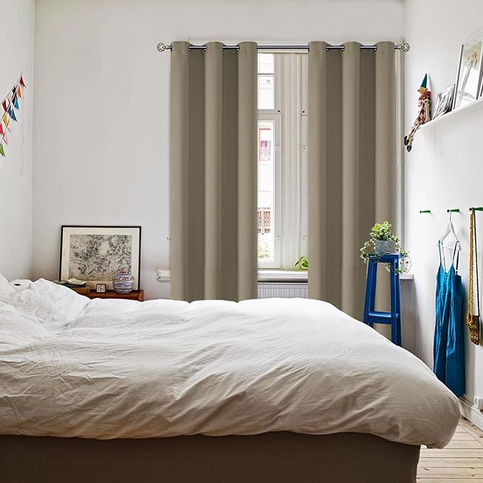 BGment Room Darkening Curtains 84 Inches Long - Grommet Thermal Insulated Drapes Window Treatment Curtains for Bedroom, 2 Panels, 42 x 84 Inch, Cocoa