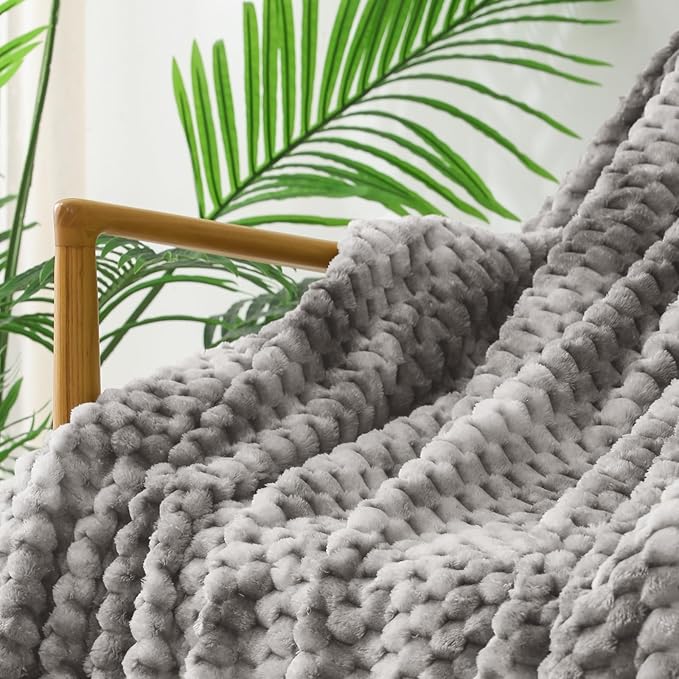 Exclusivo Mezcla Fleece Twin Blanket for Bed, Extra Large Fuzzy Tie-dye Grey Bed Blankets, Soft Cozy Plush Sofa Throws for All Seasons, 60x80 Inches
