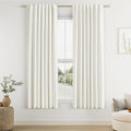 Ivory 100% Blackout Linen Curtains 63 Inch Length 2 Panels Set for Living Room Bedroom Back Tab Thermal Insulated Black Out Drapes Room Darkening Farmhouse Style for Bedroom Window Curtains 52x63