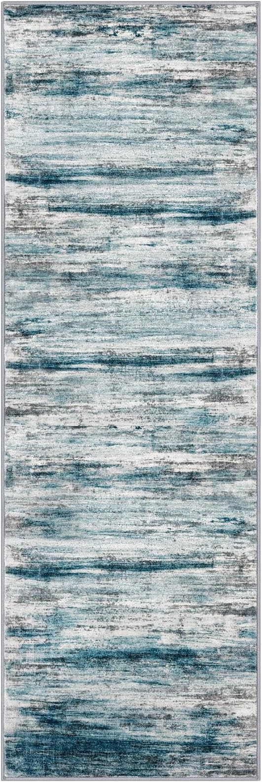 KOZYFLY Modern Abstract Hallway Runner Rug, 2x6 Washable Rug Runner Non-Slip Soft Striped Kitchen Runner Rugs, Print Blue Carpet Runner for Entryway Bathroom Laundry Room Foyer