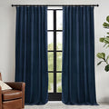 RYB HOME Navy Blue Velvet Curtains 102 inches with Hook Belt, Soft Fabric Room Darkening Thermal Insulated Luxurious Home Decor Curtains for Living Room Bedroom, W 52" x L 102", 2 Panels Set