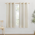 NICETOWN Thick Linen Blend Curtains Flax Textured for Bedroom, Rustic Grommet Semi Sheer Privacy Added Window Curtains & Drapes Light Filtering for Nursery, Natural, W34 x L63, Set of 2