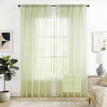 SpaceDresser Check Sheer Curtains 90 Inches 2 Panels Set, Rod Pocket Plaid Window Curtain for Living Room, Sage Green Semi Sheer Drapes for Kitchen Bedroom Children Room Yard（Sage Green, 52W x 90L）